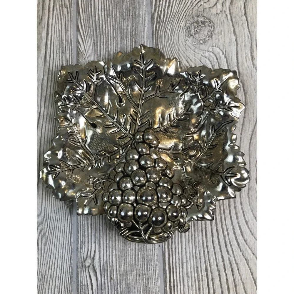 Godinger Silver Plate Grape Leaf Dish Silver Art Company Serving Tray 6 Inch